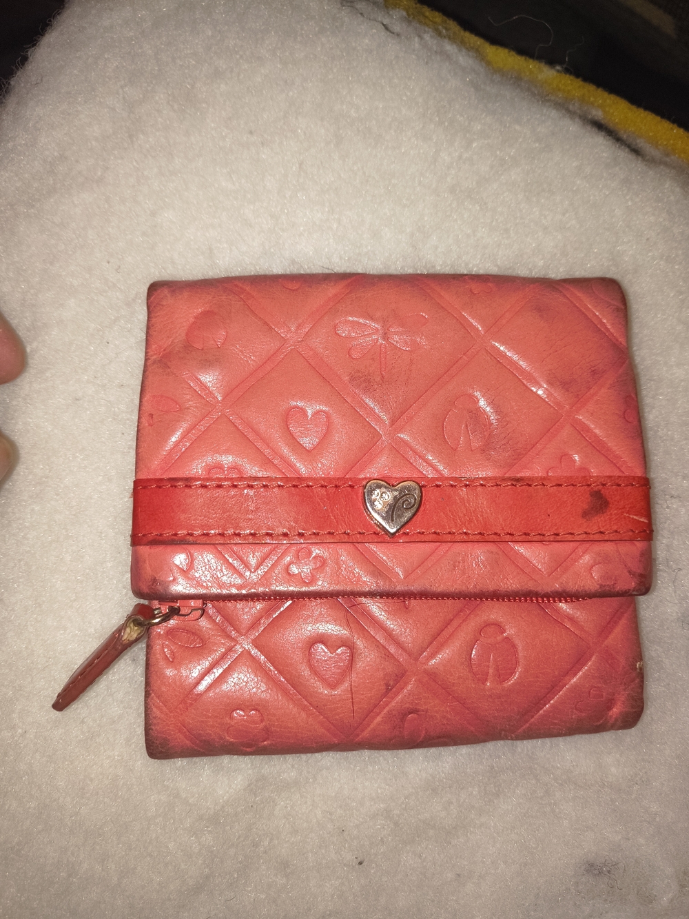 Brighton Red Quilted Heart Accent Women's Wallet